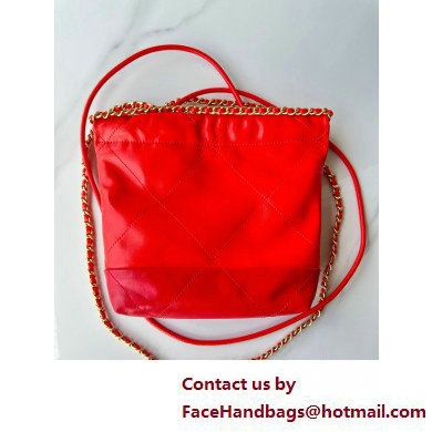 Chanel Shiny Calfskin Patchwork  &  Gold-Tone Metal CHANEL 22 Mini Handbag AS3980 Dark Orange  &  Red